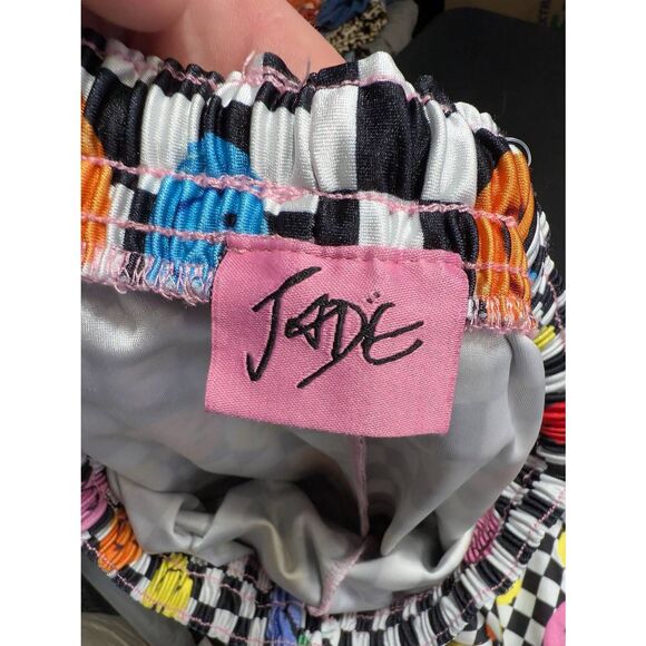 Jade Shorts Happy Faces and Checkerboard Pattern Unisex Sze Small ***Per measure - Picture 3 of 4